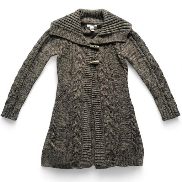 Cable Knit Brown Babydoll Cardi - Picture 2 of 5